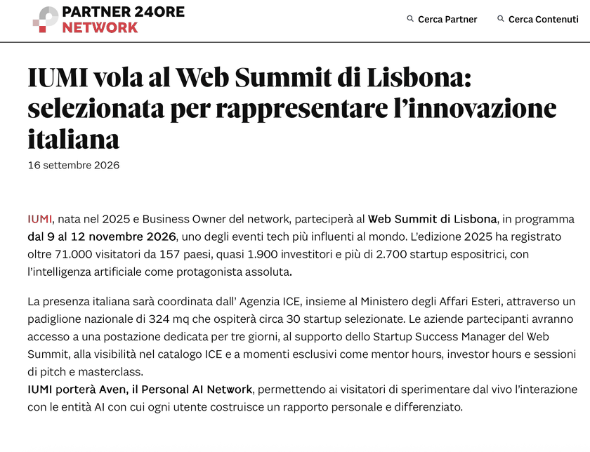 Partner 24ORE Network: IUMI vola al Web Summit di Lisbona
